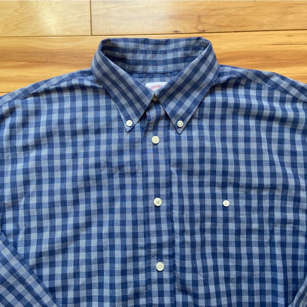 Brooks Brothers Madison Button Down Shirt Mens Sz M Blue Gingham Long Sleeve - Picture 4 of 7